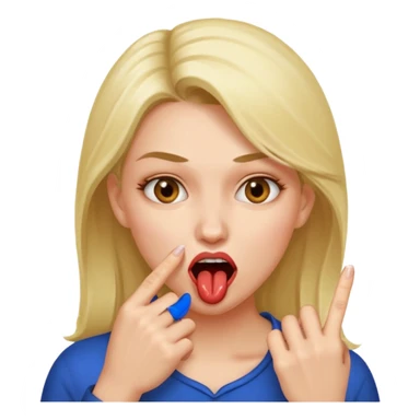 🙎🏻‍♀️ este emoji se tiene que estar mordiendo el segundo dedo, el que está a un lado del dedo, tiene que ser mujer  sticker