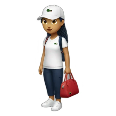 Lacoste bag girl with black lacoste cap sticker