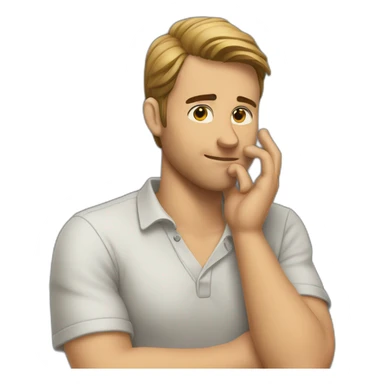 the guy is thoughtful and scratches his hand behind his ear sticker