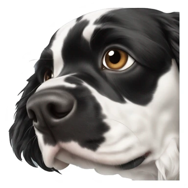 happy black and white english cocker spaniel with nose spots  sticker