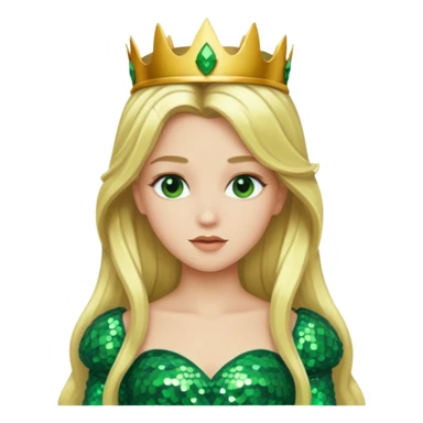 Princess Ozma from the Wizard of Oz with long blonde hair, green sequin outfit sticker