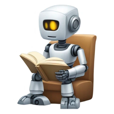 robot reding a book sticker