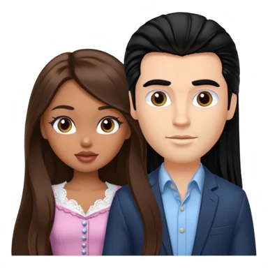 a pretty fair bratz girl with long brown hair and handsome white man with black hair sticker