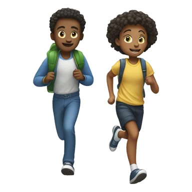 A student and a classmate running at school sticker