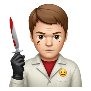 Dexter Morgan holding a knife, wearing gloves, emoji style sticker