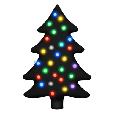 Black Christmas tree with Christmas lights sticker