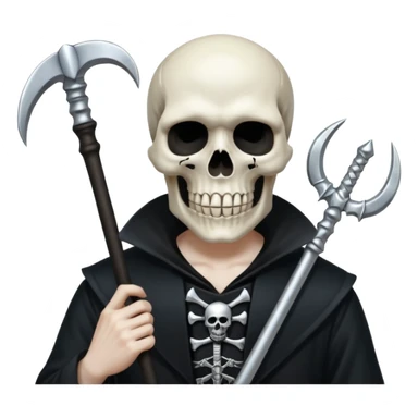 Silver skull death gothic With a scythe  sticker