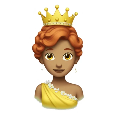 Princess with red hair wearing a yellow dress and a crown with daisies on it sticker