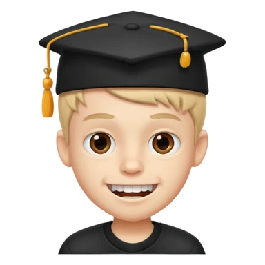 cartoon schoolboy with a black cap and prominent front teeth sticker