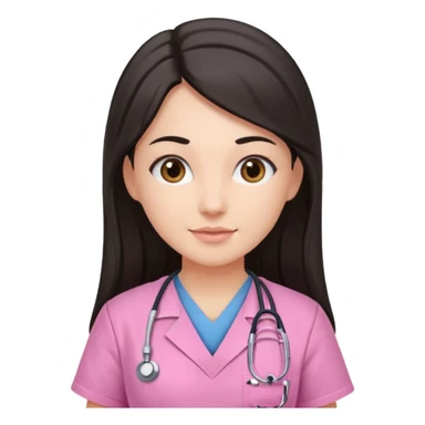Dark Long hair nurse in pink scrubs  sticker