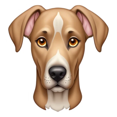 Cinematic Noble Fawn Great Dane Portrait Emoji, Poised and regal, with a towering, muscular build and a sleek, well-groomed solid fawn coat accented by subtle dark markings, deep-set soulful amber eyes, Simplified yet sharp and sophisticated features, highly detailed, glowing with a soft, dignified glow, high shine, intelligent and gentle, stylized with an air of majesty, focused and attentive, soft glowing outline, capturing the essence of a watchful and confident guardian, so majestic it feels as though it could stride out of the screen with effortless authority! sticker