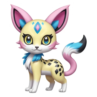  Shiny Soft Smooth Meloetta-Meicoomon-Gatomon-Liepard-Pokémon-Digimon-Fakémon-fusion-hybrid-creature sticker