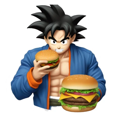 Goku comiendo hamburguesa  sticker