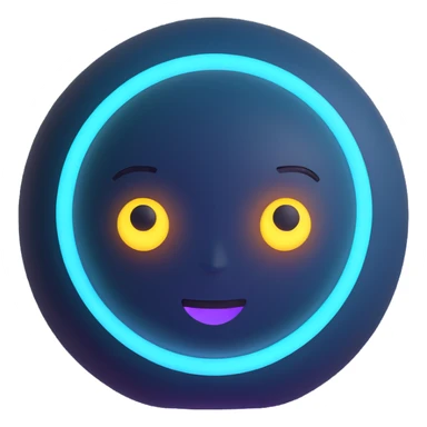 AI emoji, futuristic, friendly, glowing, simple design sticker