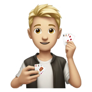 White skin boy doing magic sticker