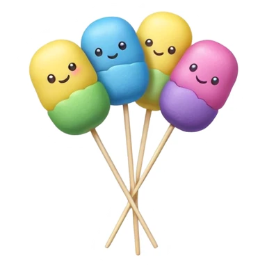 Colorful rainbow dango with five small rice dumplings on a stick in blue, purple, pink, yellow and green colors sticker