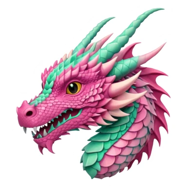 pink and mint dragon head, warm colours  sticker