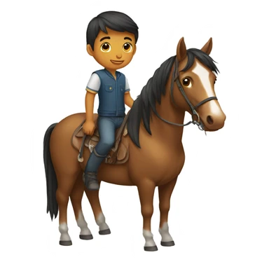 A boy with horse sticker