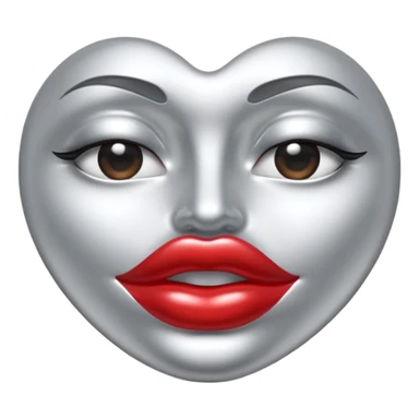 A seductive pair of slightly parted lips emoji made of liquid silver chrome, smooth glossy metallic surface, soft sensual curves, subtle reflections, luxury sexy aesthetic, minimal iOS emoji style, centered composition, clean white background, soft studio lighting, no text sticker