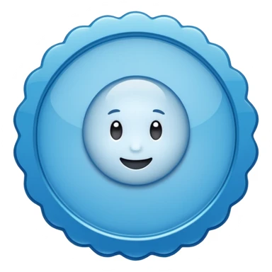 A blue scalloped circle with a verified thing sticker