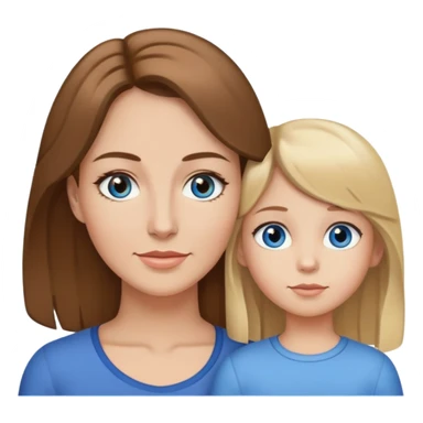 Mother with brown hair and brown eyes and a 5 year old daughter with blond hair and blue eyes sticker