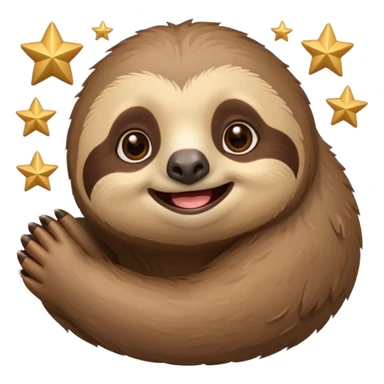 Perezoso que tenga dos  estrellas en los ojos  ósea que los ojos se conviertan en estrella y este sonriendo  tipo bimoji de iPhone pero de perezosos  sticker