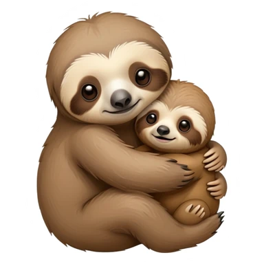Baby sloth hugging a teddy bear sticker