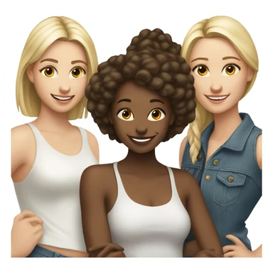 Three female friends not so skinny and they smiled at the photo they all white  sticker
