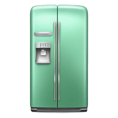 Realistic metallic mint green fridge isolated. sticker