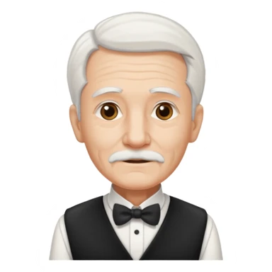 ai aik old man with white hair wearing waitor dress sticker