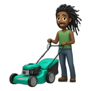 Black man with dreads mowing sticker