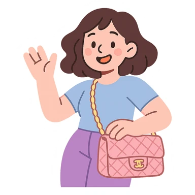 pink Chanel purse, soft colors, cute and trendy, pastel toon style sticker