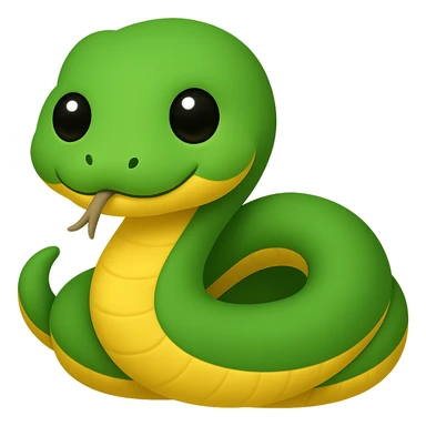 Make the baby anaconda look even younger and cuter, with a rounder face, bigger eyes, and a smaller body, in a simple and adorable emoji style, no background. sticker