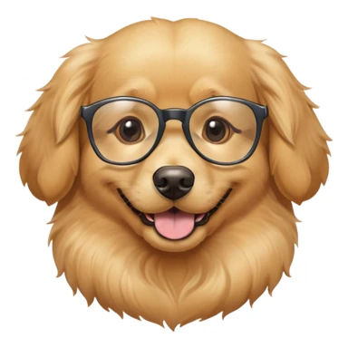 Dog wearing glasses with a sweet smile sticker