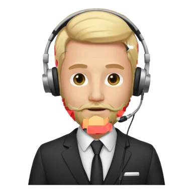 a sales agent with headphones and beard blonde hair sticker