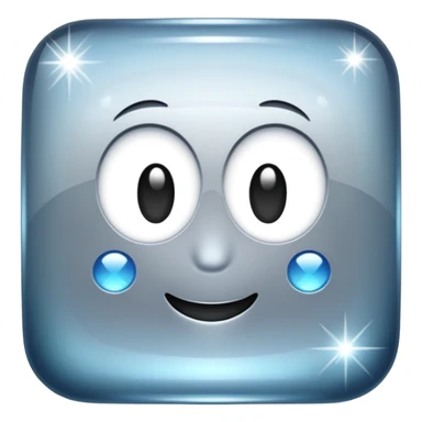 Sparkly glossy silver glass square sticker