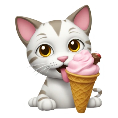 Cat eating ice cream sticker
