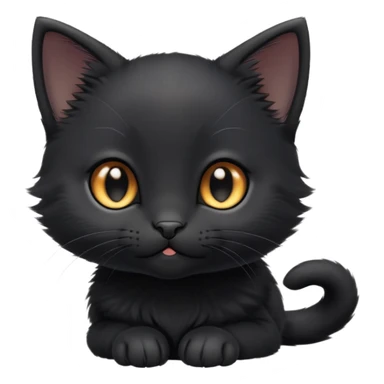 cinematic-cute-black-kitten-portrait-emoji,-head-tilted-playfully-and-inquisitively,-sleek-black-fur-with-subtle-hints-of-deep-gray,-simplified-yet-adorable-features,-highly-detailed,-glowing-with-a-warm,-friendly-glow sticker
