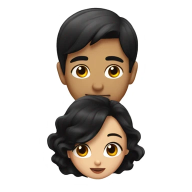 Girl with black hair kissing man with black hair sticker