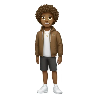 Brown male, curly hair,vv necklace,Nike shoes  sticker