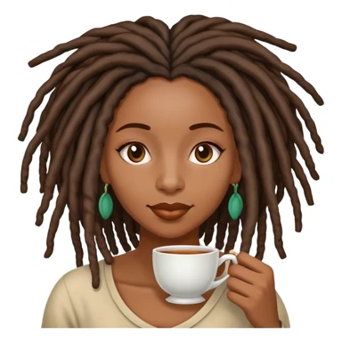 Black woman with locs having tea sticker