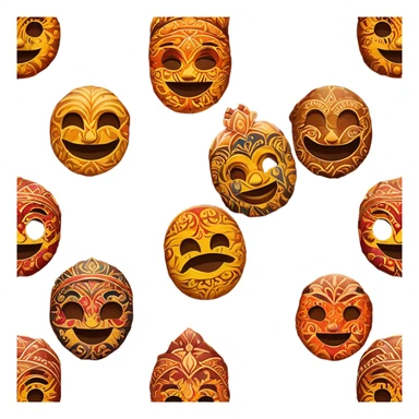 Cinematic Realistic Indonesian Batik Pop Culture Emoji, showcasing intricate, colorful batik patterns rendered with detailed textures and vibrant, cultural lighting. sticker