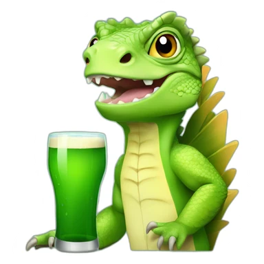 una iguana con un vaso de cervezas  sticker