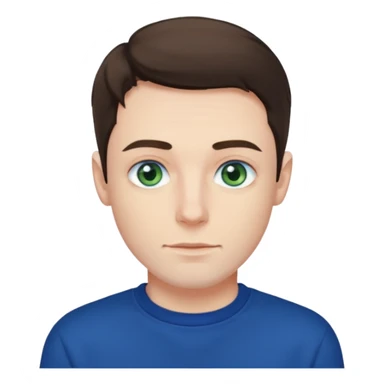 male , blue/green eyes , pale skin , brunette hair , dark blue sweatshirt sticker