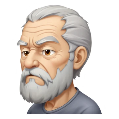 old angry man in profile view with gray hair and long beard sticker