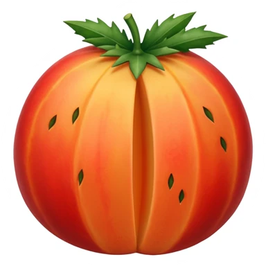 Stenocereus genus fruit without spikes, red, round, without top leafs instead something like a cantaloupe red mark where the fruit was cut sticker