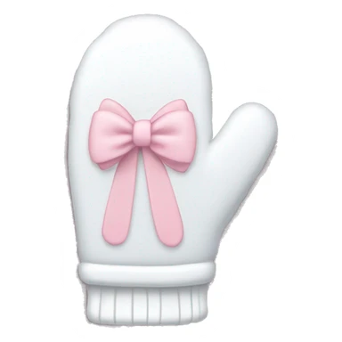 White mittens with light pink bow sticker