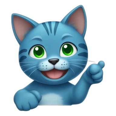 blue cat with green eyes thumbs up sticker