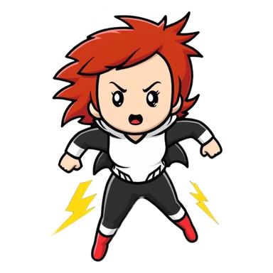 redhead girl furious with lightning bolts sticker