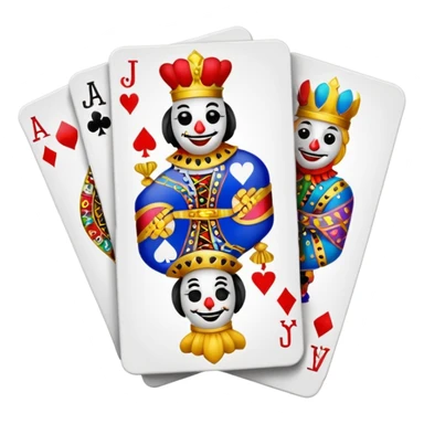 bunch of poker cards, with jolly jokers inside sticker